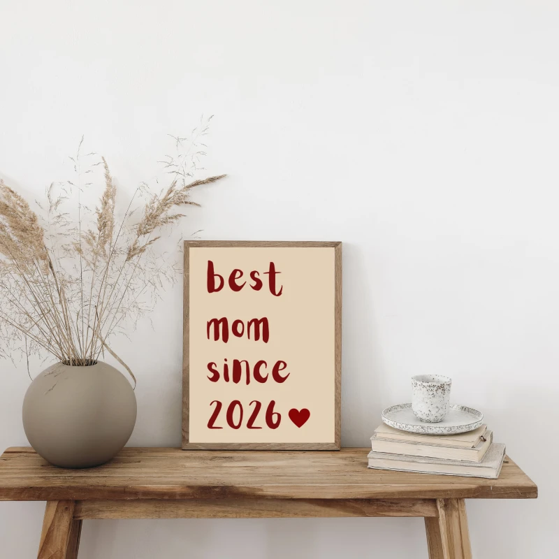 Plakat na prezent dla mamy Best Mom z personalizacją roku urodzenia dziecka