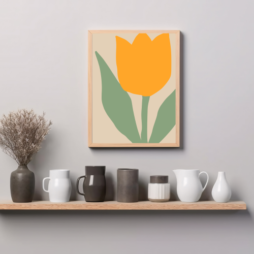 Wiosenny plakat do przedpokoju z kwiatem dekoracja ściany