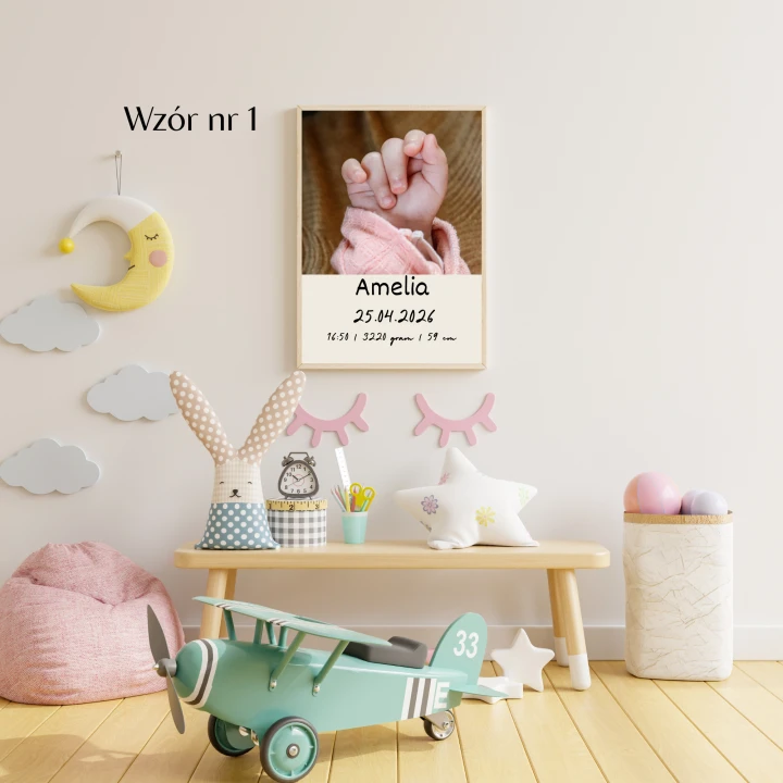 Metryczka personalizowana ze zdjęciem twojego dziecka 20x30 cm