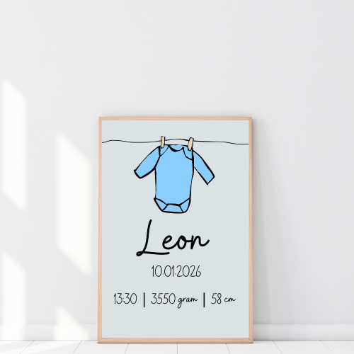 Personalizowana metryczka na prezent z okazji narodzin chłopca dla młodych rodziców