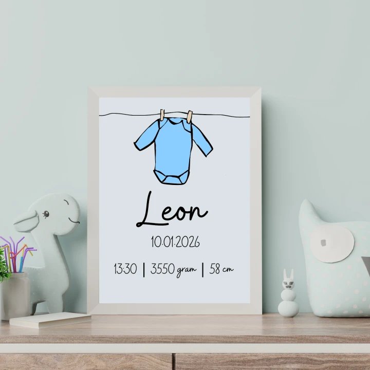 Metryczka urodzeniowa dla świeżo upieczonych rodziców chłopca 20x30 cm