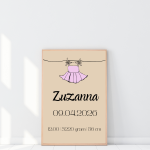 Metryczka dla dziecka prezent na narodziny personalizowany plakat