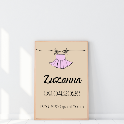 Metryczka dla dziecka prezent na narodziny personalizowany plakat
