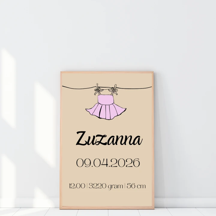 Metryczka dla dziecka prezent na narodziny personalizowany plakat