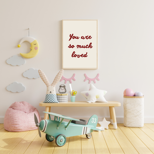 Plakat do pokoju niemowlaka  – minimalistyczna typografia, stylowa dekoracja dziecięcego wnętrza