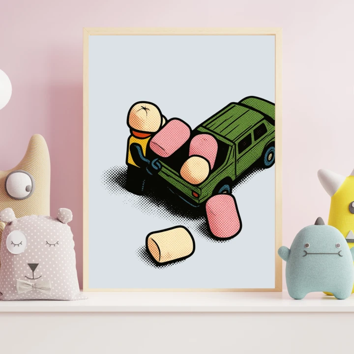 Plakat do pokoju przedszkolaka z obrazkiem ludzika z klocków