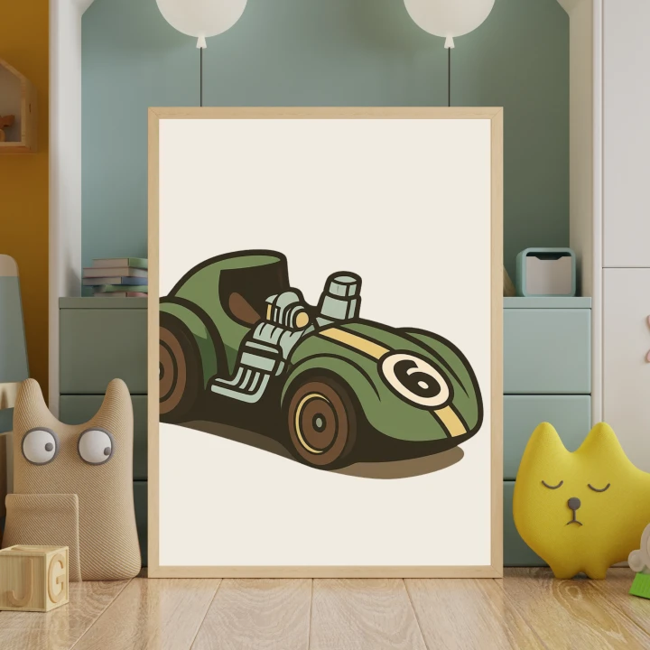 Plakat na ścianę dla dziecka w wieku 3 do 6 lat z ilustracją autka