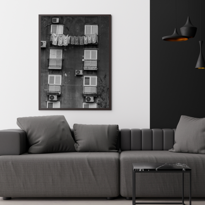 Czarno bialy plakat z Chorwacji do szarego wystroju wnetrza