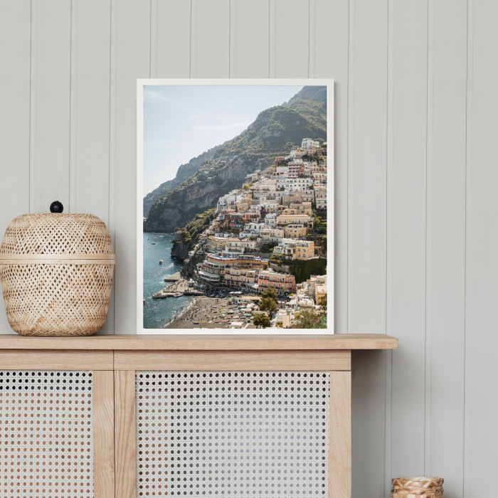 Artystyczny plakat do salonu lub przedpokoju z popularnej wloskiej miejscowosci Positano
