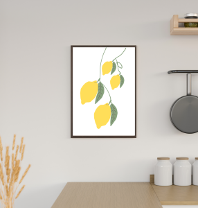Minimalistyczny plakat ze wzorem cytryn do kuchni lub jadalni