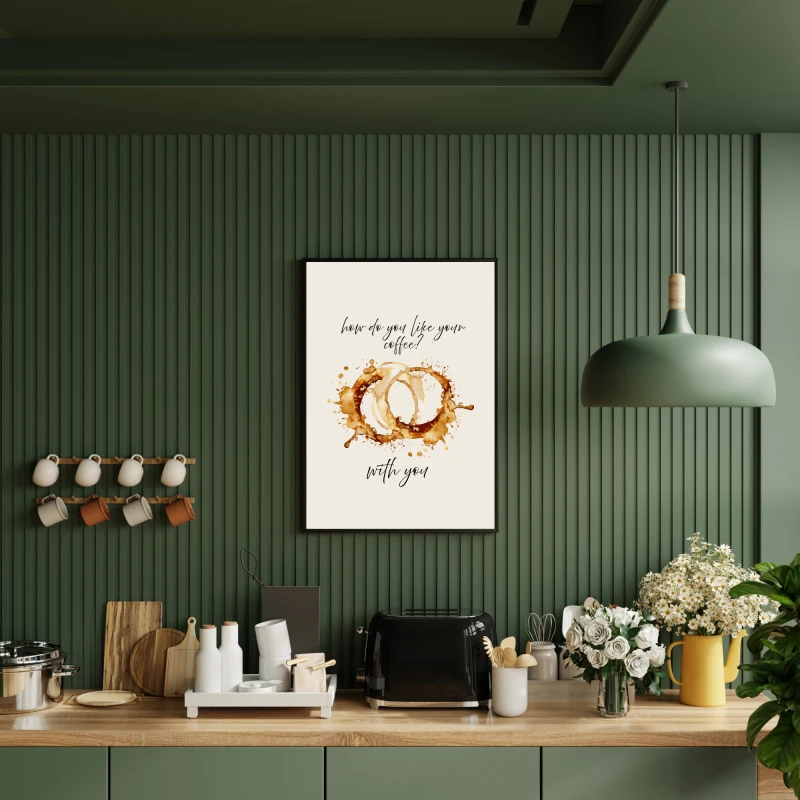 Autorski plakat z napisem How do you like your coffee with you do dekoracji kuchni lub salonu