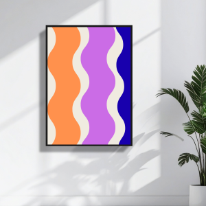 Plakat kolorowe abstrakcyjne fale do dekoracji salonu lub przedpokoju
