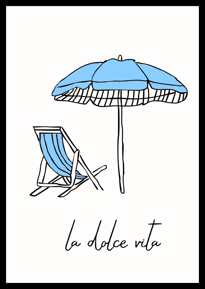 Letni poster z włoskim klimatem, napisem La dolce vita, do salonu i przedpokoju