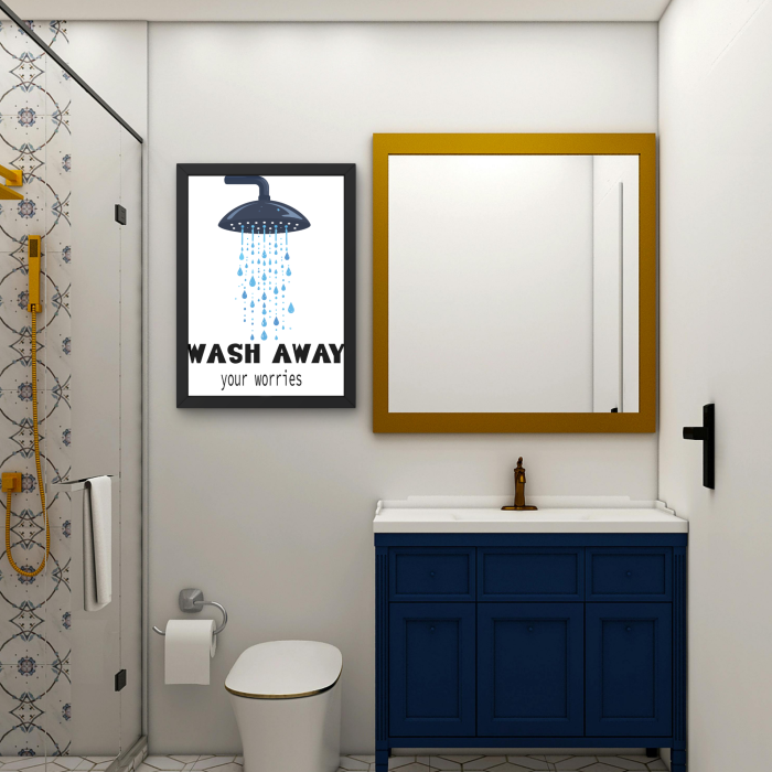 Nowoczesny typograficzny plakat z rysunkiem prysznica do łazienki