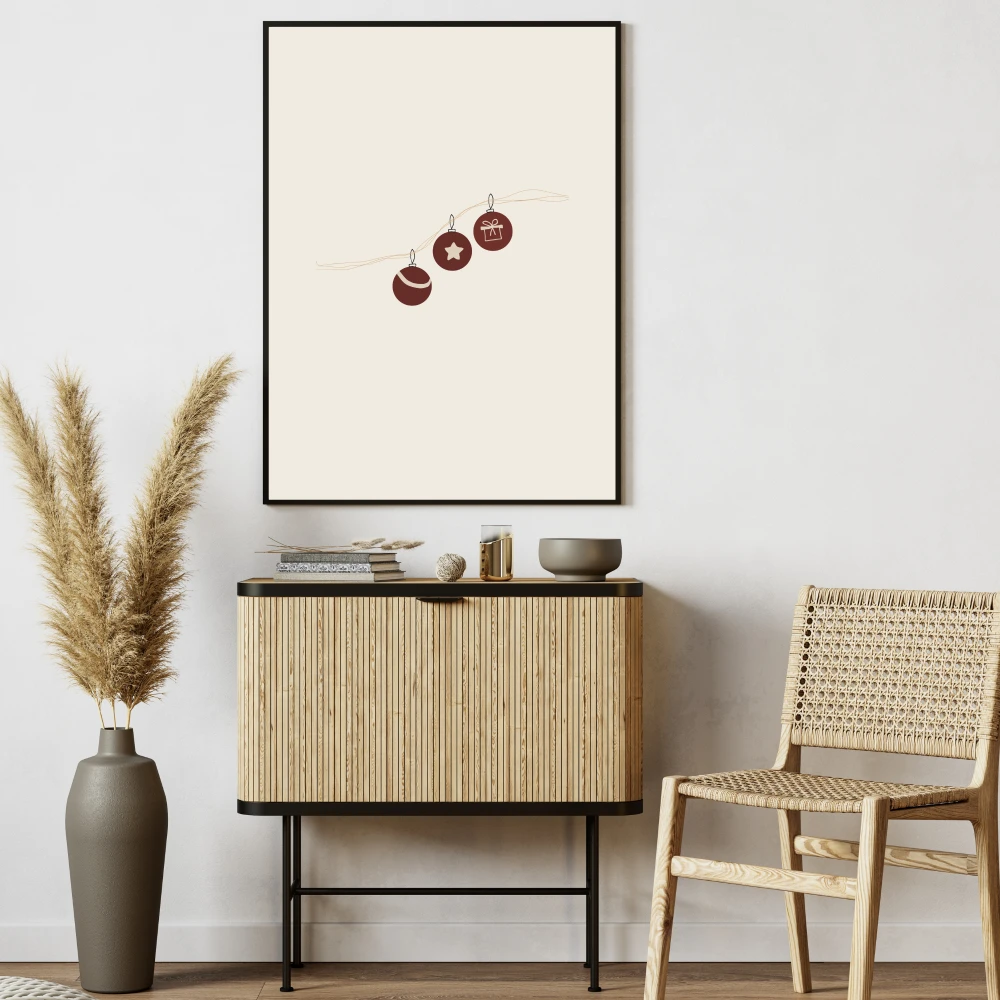 Stylowy plakat czerwone bombki - minimalistyczna dekoracja ścienna na święta