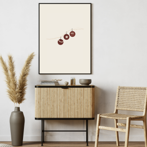 Stylowy plakat czerwone bombki - minimalistyczna dekoracja ścienna na święta