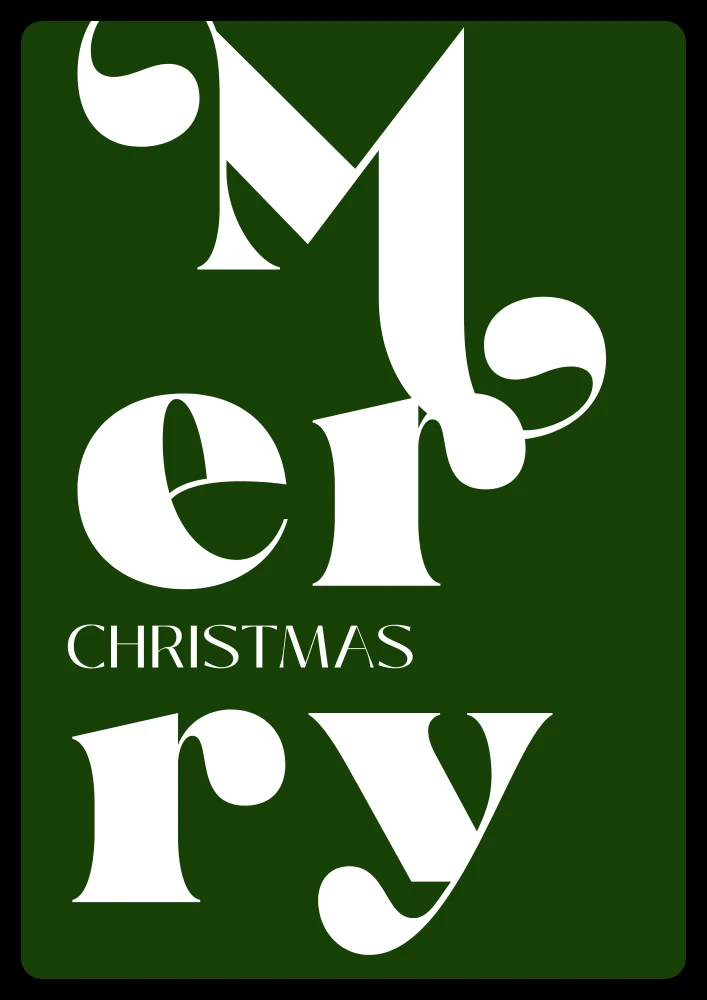 Zielony plakat świąteczny z napisem Merry Christmas