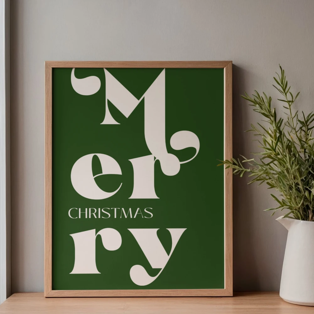 Stylowy plakat Merry Christmas do dekoracji salonu na świąteczny okres