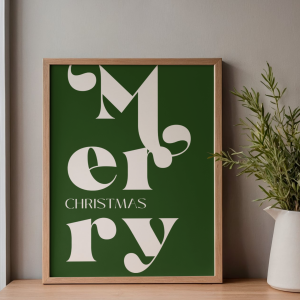 Stylowy plakat Merry Christmas do dekoracji salonu na świąteczny okres