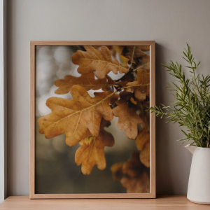 Fotograficzny plakat brązowe liście do dekoracji salonu na jesień