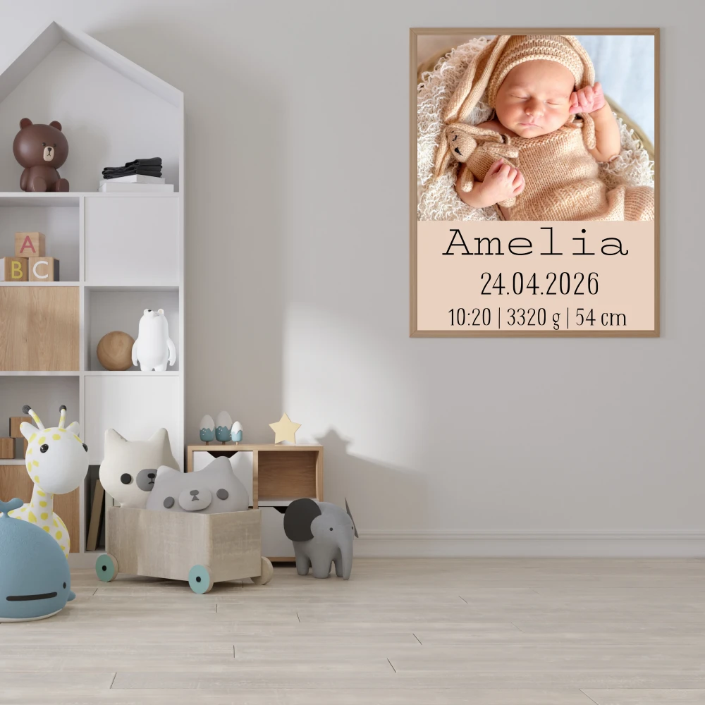 Personalizowana metryczka ze zdjęciem dziecka na prezent