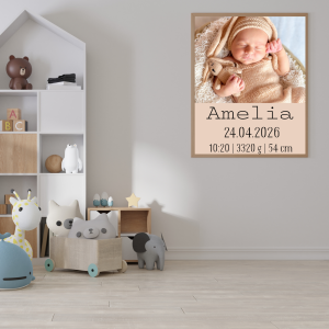 Personalizowana metryczka ze zdjęciem dziecka na prezent