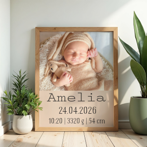 Metryczka personalizowana 30x40 cm ze zdjęciem dziecka