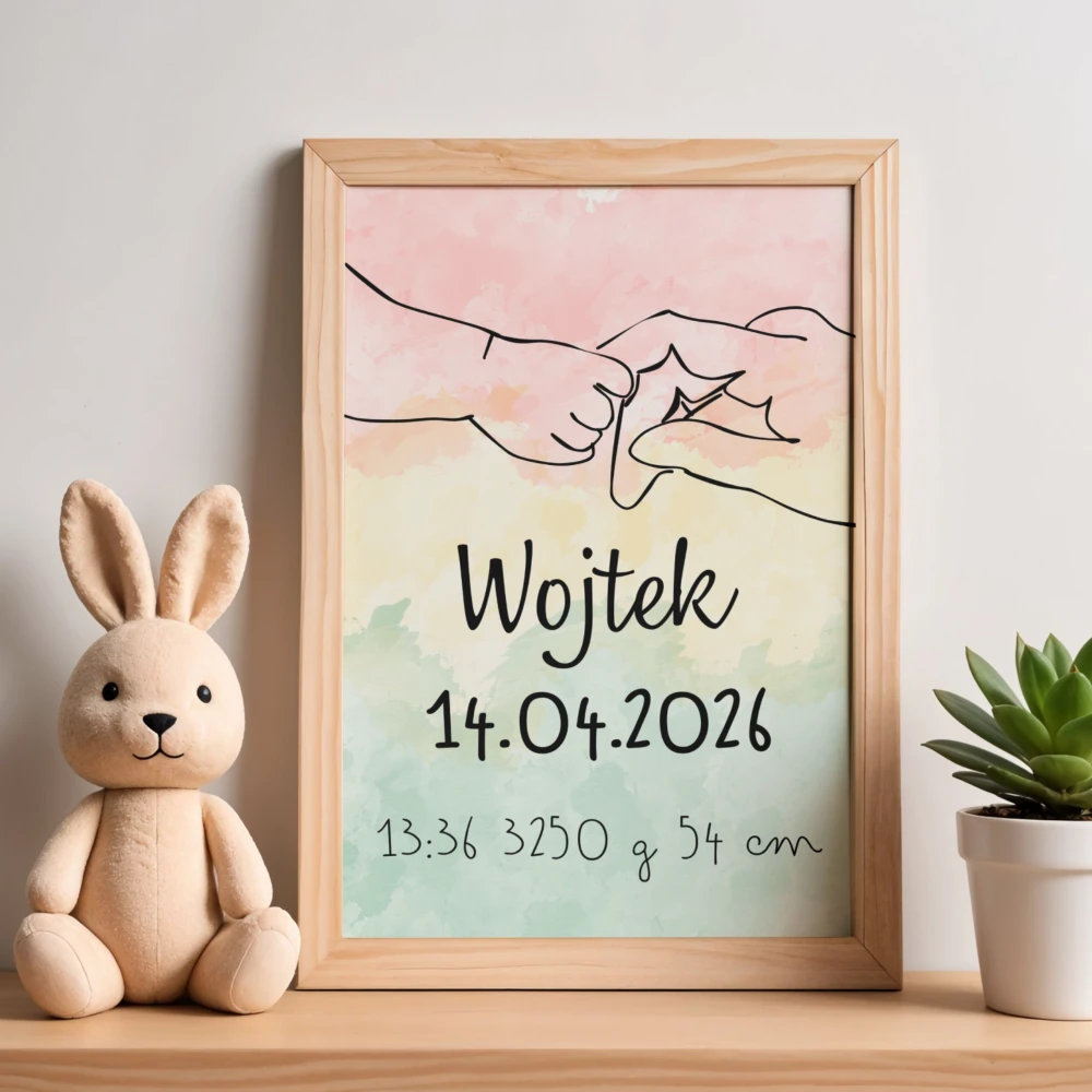 Plakat metryczka ze zdjęciem 20x30 cm do pokoju dziecka