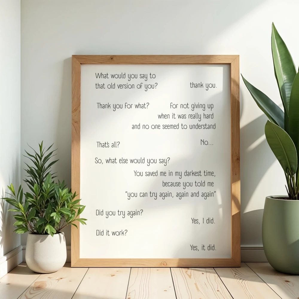 Personalizowany plakat z listem do poprzedniej wersji siebie
