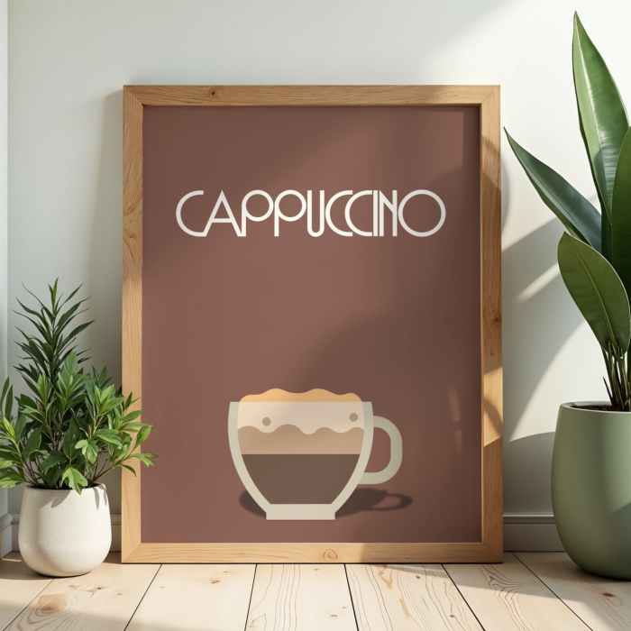 Czekolady poster dla kawosza z rysunkiem filizanki cappuccino do kawowego kacika