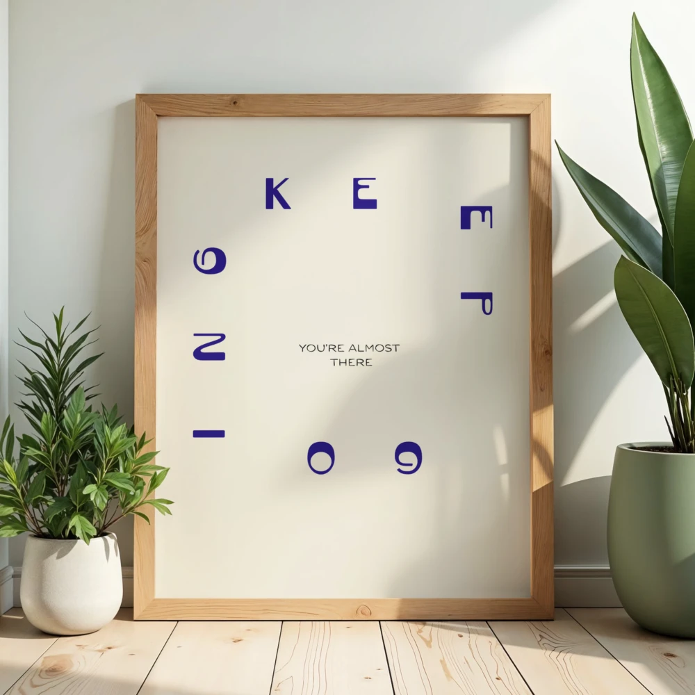 Typograficzny plakat Keep going youre almost there do dekoracji biura lub salonu