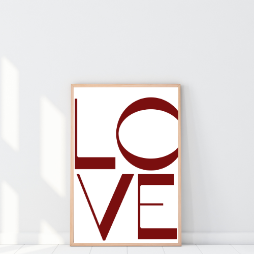 Miłosny plakat do sypialni z napisem Love